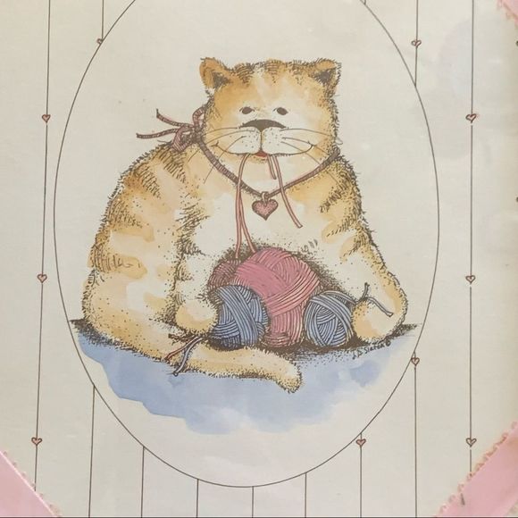 🐈 VINTAGE Adorable 80s kitty cat picture frame wall art 🐈 - Picture 2 of 11